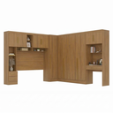 Ver imagem 2 de Guarda Roupa Casal Modulado 4 Peças 11 Portas 5 Gavetas com Cabeceira e Escrivaninha 100% MDF Smart Cinamomo Marrom