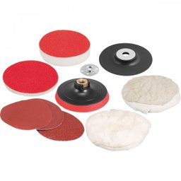 Jogo de discos para lixar e polir 4.1/2" e suporte com pluma (sistema fixa fácil) Vonder - 1