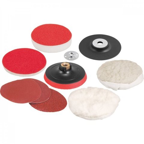 Jogo de discos para lixar e polir 4.1/2" e suporte com pluma (sistema fixa fácil) Vonder