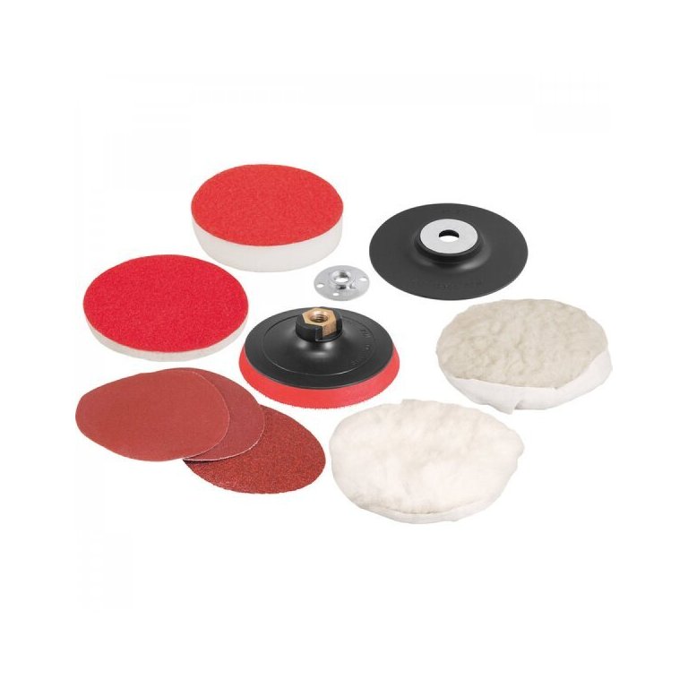 Jogo de discos para lixar e polir 4.1/2" e suporte com pluma (sistema fixa fácil) Vonder