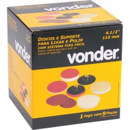 Jogo de discos para lixar e polir 4.1/2" e suporte com pluma (sistema fixa fácil) Vonder - 2