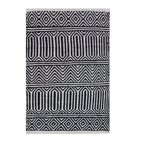 Tapete para Sala Quarto Retangular Kilim Anand 140x200 Cm Geométrico Preto Branco