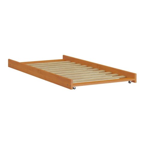 Cama Auxiliar de Solteiro Madeira Maciça para Colchão 88 X 188 Cm com Rodízios Multimóveis