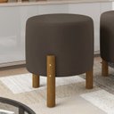 Ver imagem 1 de Puff Decorativo Redondo Banqueta Sala Quarto Escritório Pés Madeira Zuppy - Marrom Suede