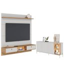 Ver imagem 1 de Painel para Tv Home Suspenso Bali 1.6 com Aparador Buffet Sena com Led Off White Matte Freijó –