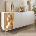Ver imagem 7 de Painel para Tv Home Suspenso Bali 1.6 com Aparador Buffet Sena com Led Off White Matte Freijó –