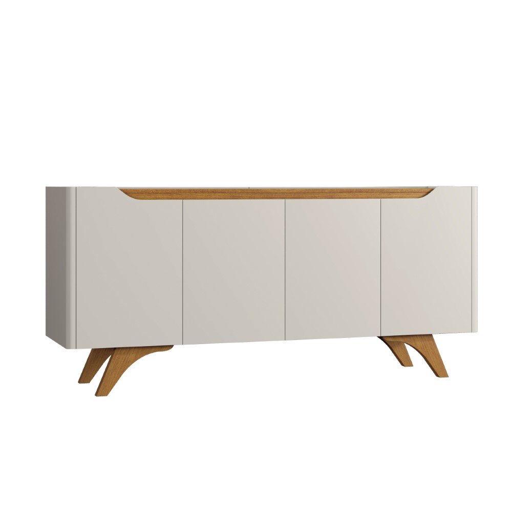 Buffet 4 Portas Grécia Mdf e Mdp Off White e Naturalle