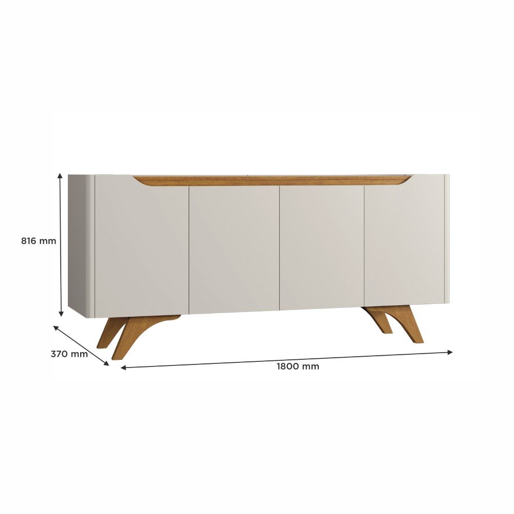 Buffet 4 Portas Grécia Mdf e Mdp Off White e Naturalle - 6