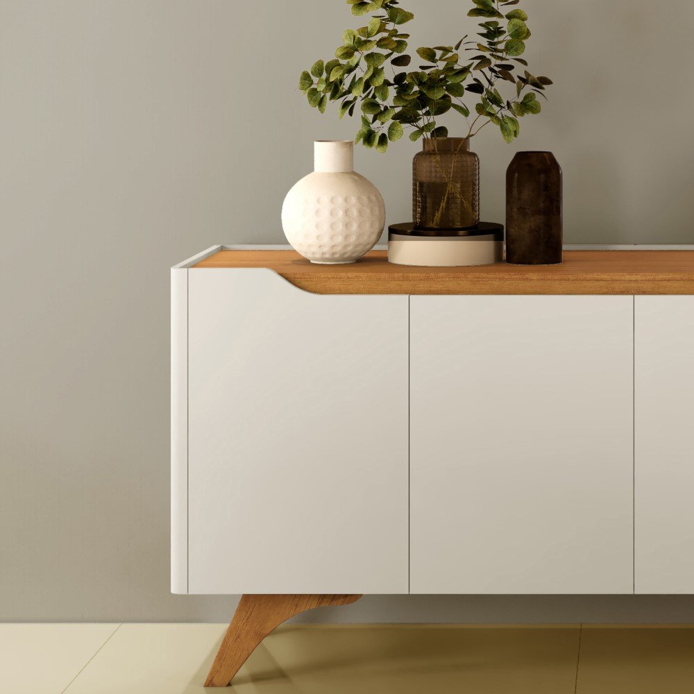 Buffet 4 Portas Grécia Mdf e Mdp Off White e Naturalle - 3