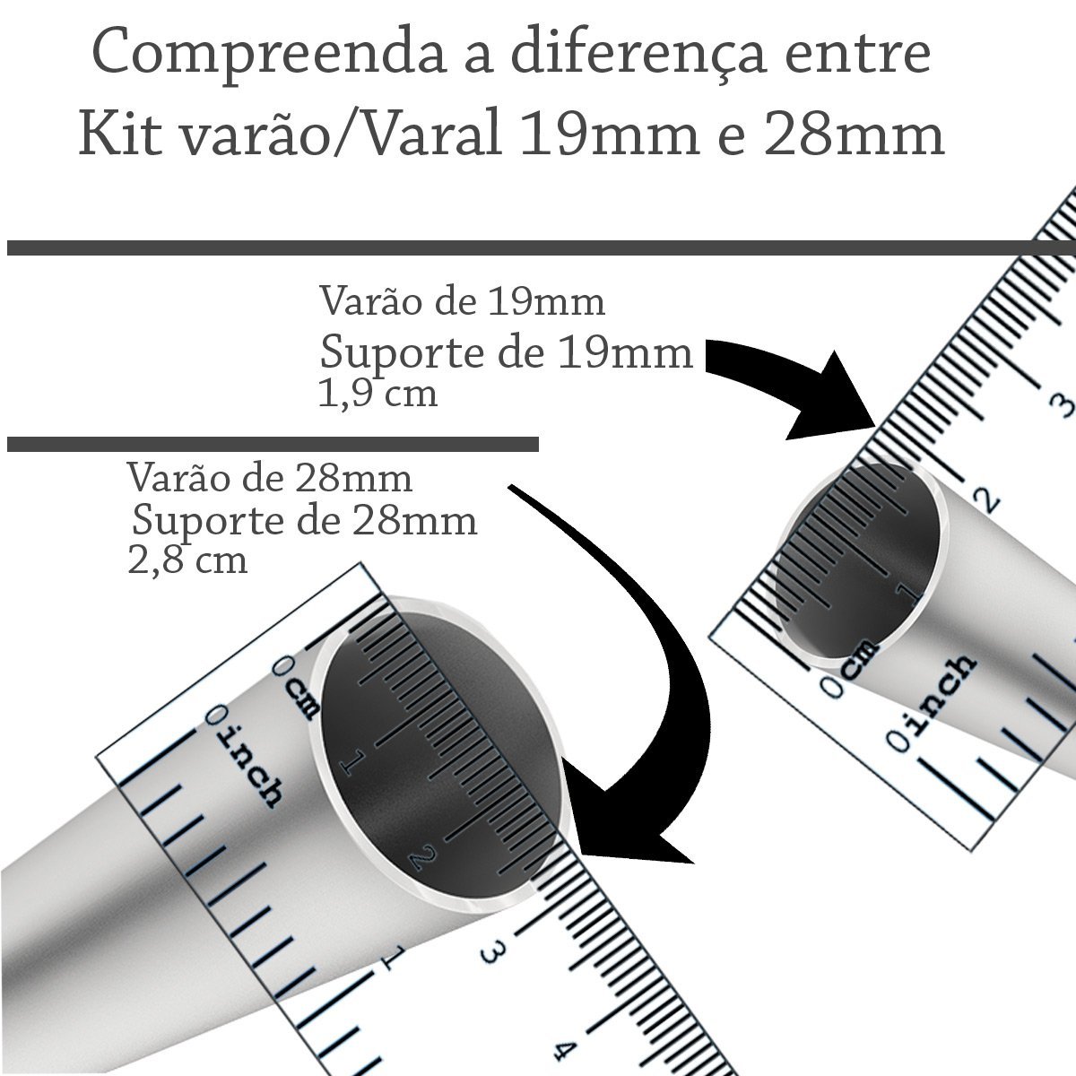 Varão para Cortina Triplo em Metal Resistente 3,00 Metros Decoribitinga Varão Kit Triplo para Cortin - 5