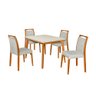 Mesa Jantar Luxo Jade 120x90cm Off White com 4 Cadeiras Estofadas Linho Cinza Base Madeira Maciça Me - 2