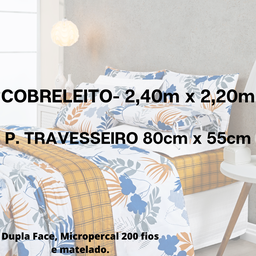 Kit cobreleito matelado cama padrão 3 peças dupla face estampado mostarda caqui - 2