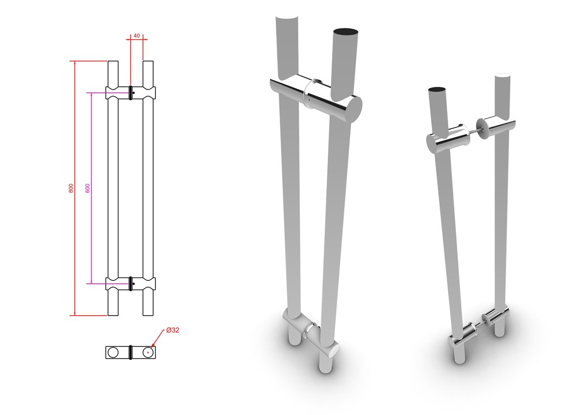 Puxador Ajustável em Aço Inox para Porta - 6