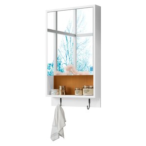 Armário de Banheiro Aéreo Espelheira com Porta Nicho:branco/nature