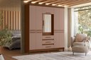 Ver imagem 3 de Guarda Roupa com Espelho New Fusion Casal 6 Portas e 3 Gavetas - Nogueira Cappuccino - Albatroz