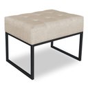 Ver imagem 3 de Kit 02 Puffs Lisa Suede Bege Base Metálica Industrial Preto - Pallazio