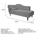 Ver imagem 3 de Kit Diva Recamier Diana 185cm Lado Direito e 02 Poltronas Classic Suede Cinza - ADJ Decor