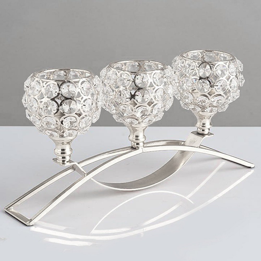 3 Braços Candelabros de Cristal Arco Ponte Goblet Castiçais Tigela Tealight Castiçais Ornamento Româ