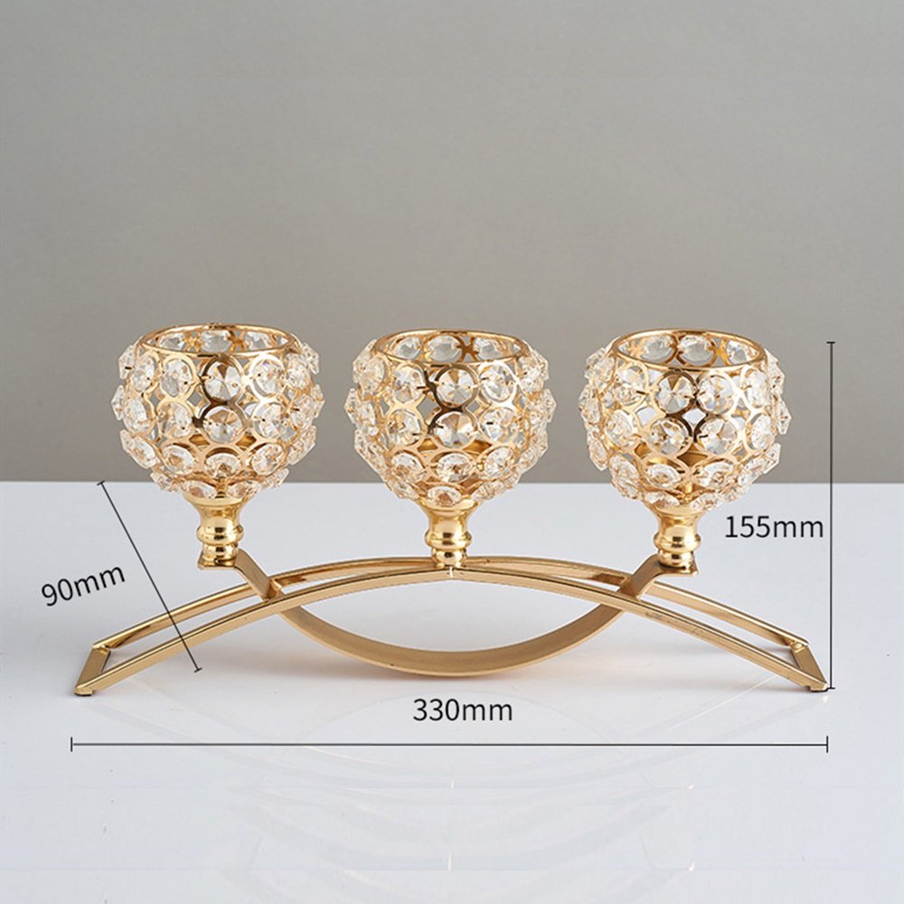 3 Braços Candelabros de Cristal Arco Ponte Goblet Castiçais Tigela Tealight Castiçais Ornamento Româ - 2