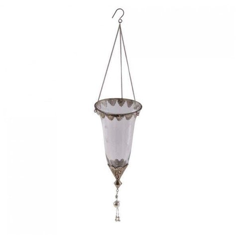 Suporte Pendente para Vela Vidro e Metal 30cmx15cm Vênus Victrix