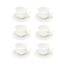 Cj 6 Xícaras P/Café C/Pires Porcelana Fancy Branco 90ml Wolff - 1