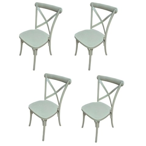 Kit 4 Cadeiras Paris Katrina Cross Empilhável Seat&co Fendi Assento Fendi Liso