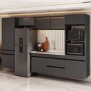 Ver imagem 1 de Armário de Cozinha Modulada Completa com Pia Suspensa 313cm Milano Multimóveis MCR2404 Grafite/