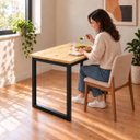 Ver imagem 4 de Mesa de Jantar Reforçada Industrial 110x90cm Tampo Bege Pés Preto