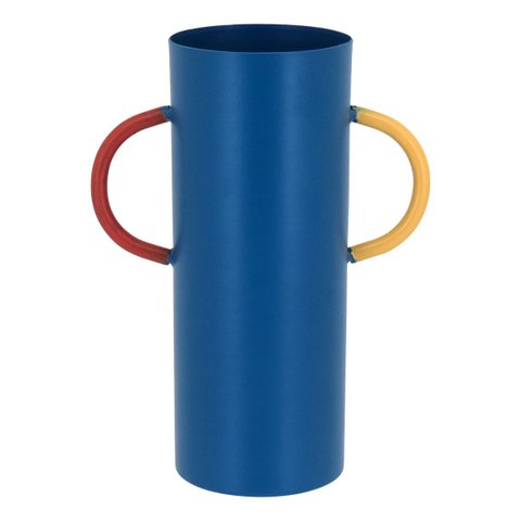 Vaso Decorativo Cachepô Enfeite Casa Metal 15x11x11cm Azul