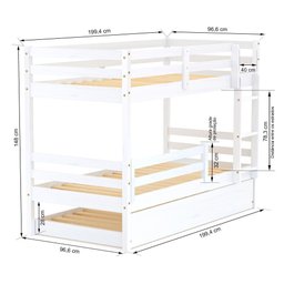 Treliche Solteiro Eco com Grade de Proteção Madeira Maciça Branco Mobilistore - 3