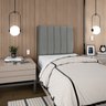 Cabeceira Estofada Cama Box Solteiro Carla 90cm com Frame Suede:cinza Escuro - 1