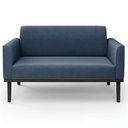 Ver imagem 2 de Sofá Namoradeira e 1 Poltrona Base Madeira Preto Maressa Suede Azul Marinho - Ibiza