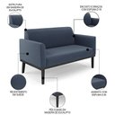 Ver imagem 6 de Sofá Namoradeira e 1 Poltrona Base Madeira Preto Maressa Suede Azul Marinho - Ibiza