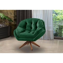 Poltrona Decorativa Pillow Top com Base Giratória Veludo Califórnia Verde - Sofá Casa - 2