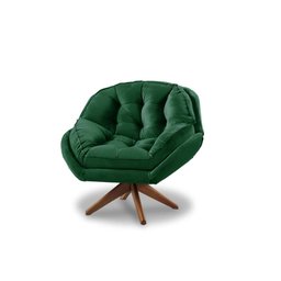 Poltrona Decorativa Pillow Top com Base Giratória Veludo Califórnia Verde - Sofá Casa - 1