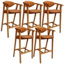 Ver imagem 1 de Kit 5 Banquetas Alta para Cozinha Bancada Bar Sala de Jantar Fixa Cecília L02 Couríssimo Canela - Ly