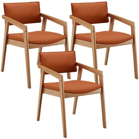 Kit 03 Cadeiras para Sala de Jantar Estar Living Giorgia B04 Tecido Terracota - Lyam Decor