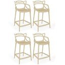 Ver imagem 1 de Kit 4 Banquetas Média Allegra 66cm Design Cozinha/bancada - Nude