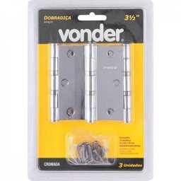 Dobradiça 3.1/2" com anel rolamento cromada com 3 peças Vonder - 2