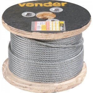 Cabo de aço galvanizado alma de fibra 476 mm - 3/16" 6 x 7 Vonder