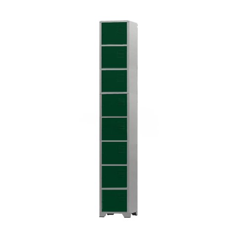 Armário Roupeiro de Aço 8 Portas para Vestiário Academia Locker Verde Escuro com Chave