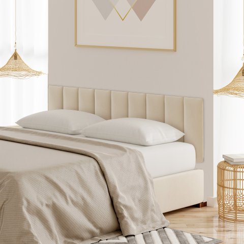 Cabeceira Estofada Modulada para Cama Queen Casal 160cm Bege