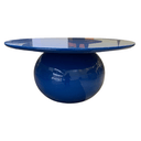 Ver imagem 3 de Mesa de Centro Redonda Esfera 70cm Tampo Azul + Vidro Base Azul Personal Art Design