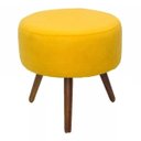Ver imagem 1 de Puff Pufe Banqueta Redondo Estofado Pés Madeira Suede