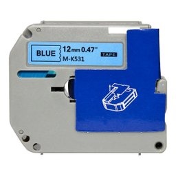 Fita para Rotulador Eletrônico Compativel com Brother M-k531 Mk531 12mmx8m Preto sobre Azul - 2