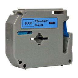 Fita para Rotulador Eletrônico Compativel com Brother M-k531 Mk531 12mmx8m Preto sobre Azul - 3