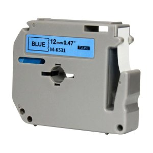 Fita para Rotulador Eletrônico Compativel com Brother M-k531 Mk531 12mmx8m Preto sobre Azul