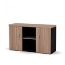 Ver imagem 1 de Armário Baixo Credenza PE40 Pandin 121,50 cm (largura) em MDP Cor Noce Naturalle e Preto Dois Nichos