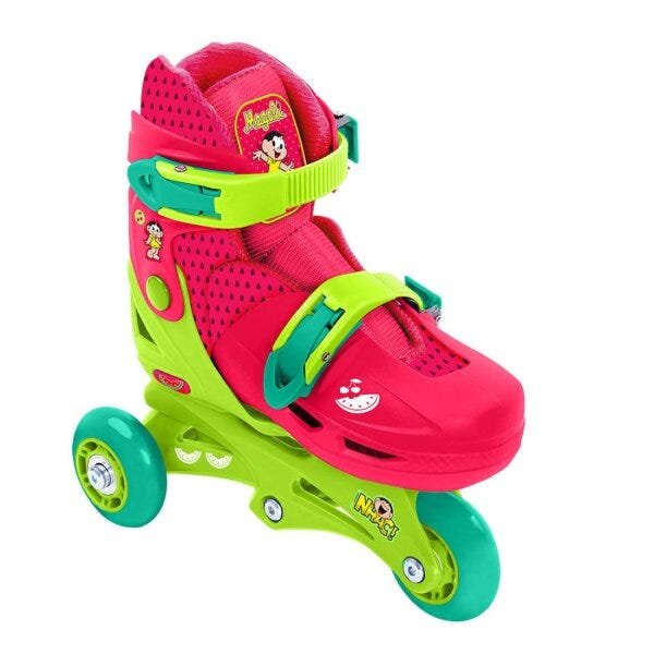 Patins Roller Tri/Inline Turma Da Mônica Magali Tamanho M 33-36 Bel Fix