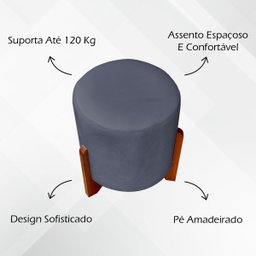 Kit 2 Puff Sala Eloah Suede Cores Pé Castanho - 5